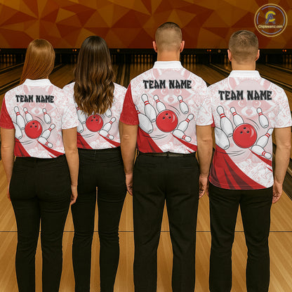 Custom Red Funny Raccoon Bowling Jersey For Men Custom Bowling Shirts Team Polo & Quarter Zip TDM6592