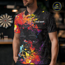 Load image into Gallery viewer, Personalized Dartboard Colorful Paint Custom Black Darts Shirts For Men, Grunge Style Darts Jerseys TDM1894