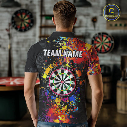 Personalized Dartboard Colorful Paint Custom Black Darts Shirts For Men, Grunge Style Darts Jerseys TDM1894
