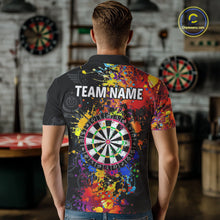 Load image into Gallery viewer, Personalized Dartboard Colorful Paint Custom Black Darts Shirts For Men, Grunge Style Darts Jerseys TDM1894