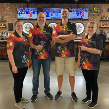 Load image into Gallery viewer, Personalized Dartboard Colorful Paint Custom Black Darts Shirts For Men, Grunge Style Darts Jerseys TDM1894
