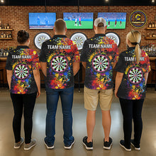 Load image into Gallery viewer, Personalized Dartboard Colorful Paint Custom Black Darts Shirts For Men, Grunge Style Darts Jerseys TDM1894