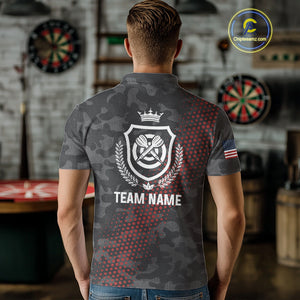 Red And Grey Camo Darts Shirt For Men Custom Camouflage Darts Team Jerseys Polo & Quarter Zip TDM4432