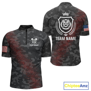 Red And Grey Camo Darts Shirt For Men Custom Camouflage Darts Team Jerseys Polo & Quarter Zip TDM4432