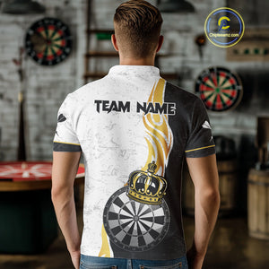 Personalized Dartboard Crown Gold Darts Shirt For Men Custom Darts Team Jersey Polo & 1/4 Zip TDM4653