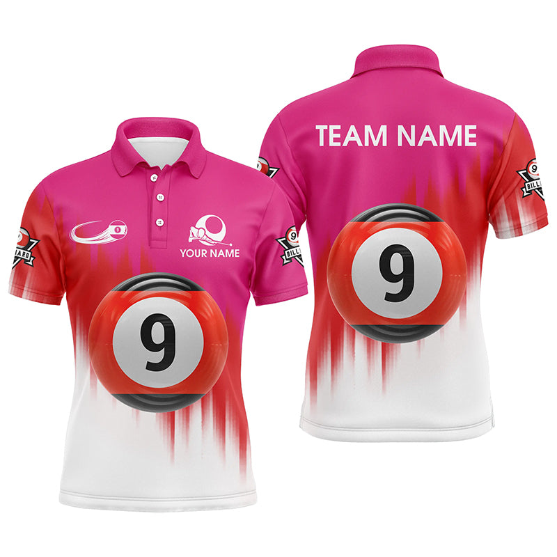 Personalized Billiard 9 Ball 3D Polo Shirts For Men, Custom Championship Billiard Shirts TDM0100