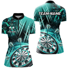 Load image into Gallery viewer, Personalized 3D Glitter Women Darts Shirts Custom Team Dart League Shirts Dart Jerseys |Turquoise TDM2581