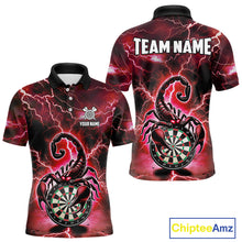 Load image into Gallery viewer, Red Lightning Thunder Scorpion Darts Shirt Polo &amp; 1/4 Zip For Men Custom Darts League Team Jersey TDM4866
