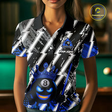 Load image into Gallery viewer, Funny 8 Ball Pool Crown Billiard Shirt For Women Custom Billiard Jersey Team Polo &amp; 1/4 Zip |Blue TDM5082