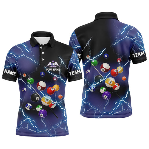Personalized Billiard Balls Thunder Lightning Purple Version Custom Name 3D Polo Shirts For Men TDM0624
