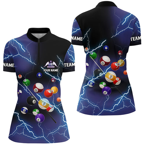 Personalized Billiard Balls Thunder Lightning Purple Version Custom Women Quarter-Zip Shirts TDM0624