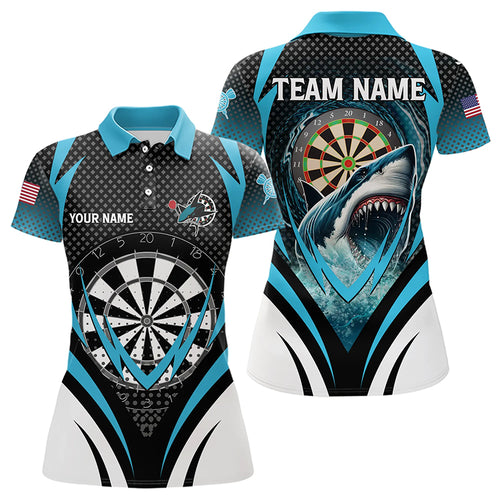 Personalized Blue Dartboard With Shark Women Dart Shirts Custom Darts League Dart Team Jerseys TDM3313