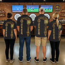 Load image into Gallery viewer, Personalized Gold Black Tribal Darts Shirt For Women Custom Darts Jersey Team Polo &amp; Quarter Zip TDM5557