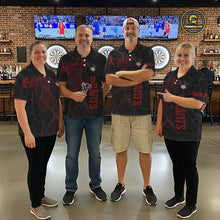 Load image into Gallery viewer, Black And Red Funny Skeleton Darts Polo &amp; 1/4 Zip Custom Darts Shirt For Men Darts Team Jersey TDM5800