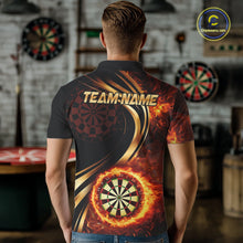 Load image into Gallery viewer, Personalized Fire Flame Darts Shirt For Men Custom Golden Darts Team Jersey Polo &amp; 1/4 Zip TDM6174