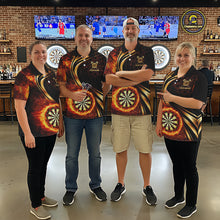 Load image into Gallery viewer, Personalized Fire Flame Darts Shirt For Men Custom Golden Darts Team Jersey Polo &amp; 1/4 Zip TDM6174