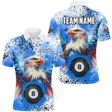 Load image into Gallery viewer, Blue Grunge Billiard Ball 8 Eagle Custom American Flag Men Billiard Shirts, Patriotic Pool Jerseys TDM1896