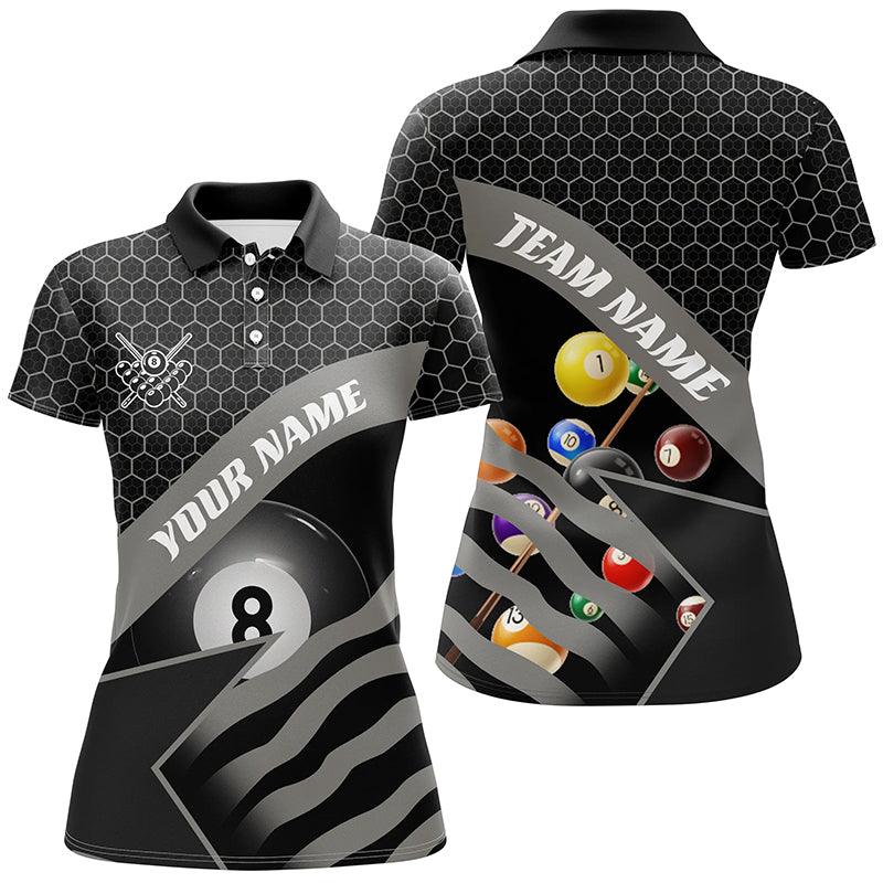Black Billiard Jerseys For Women Custom Name 3D Printed 8 Ball Pool Team League Billiard Shirts TDM1900