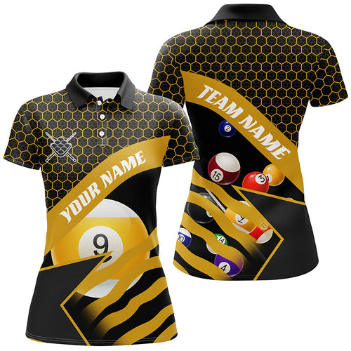 Yellow Black Billiard Jerseys For Women Custom 3D Printed 9 Ball Pool Team League Billiard Shirts TDM1901