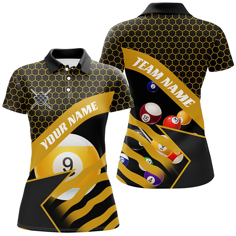 Yellow Black Billiard Jerseys For Women Custom 3D Printed 9 Ball Pool Team League Billiard Shirts TDM1901