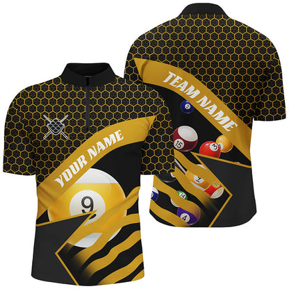 Yellow Black Billiard Jerseys For Men Custom 3D Printed 9 Ball Pool Team League Billiard Shirts TDM1901