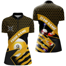 Load image into Gallery viewer, Yellow Black Billiard Jerseys For Women Custom 3D Printed 9 Ball Pool Team League Billiard Shirts TDM1901