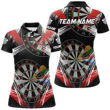 Load image into Gallery viewer, Personalized Darts Tournament Grunge Style Darts Shirts For Women Custom Darts Team Jerseys |Red TDM2106