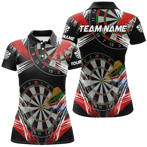 Personalized Darts Tournament Grunge Style Darts Shirts For Women Custom Darts Team Jerseys |Red TDM2106