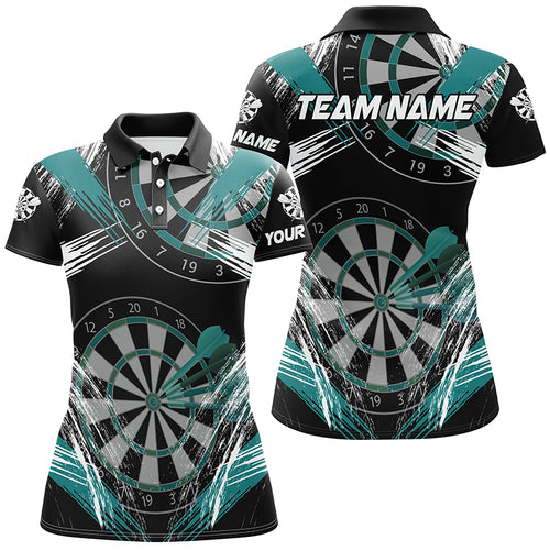 Personalized Darts Tournament Grunge Style Darts Shirts For Women Custom Darts Team Jersey |Turquoise TDM2107