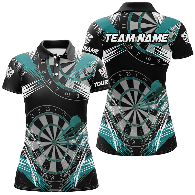 Personalized Darts Tournament Grunge Style Darts Shirts For Women Custom Darts Team Jersey |Turquoise TDM2107