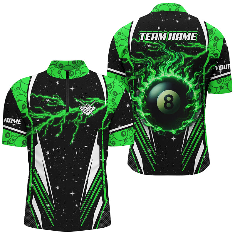 Galaxy Lightning Green 8 Ball Pool Fire Custom Billiard Shirts For Men, Billiard Team Jerseys TDM2341