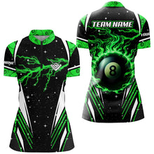 Load image into Gallery viewer, Galaxy Lightning Green 8 Ball Pool Fire Custom Billiard Shirts For Women, Billiard Team Jerseys TDM2341