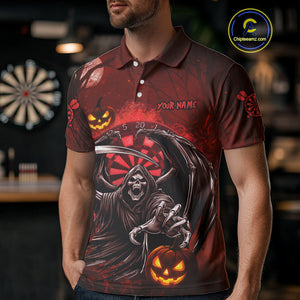 Funny Red Grim Reaper Halloween Darts Shirt For Men Custom Darts Jersey Team Polo & Quarter Zip TDM4665