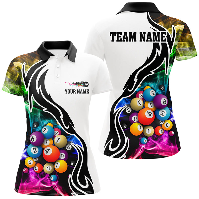 Personalized Name Billiard 3D Multicolor All Over Print Polo Shirts For Women Best Shirt For Pooler TDM0205