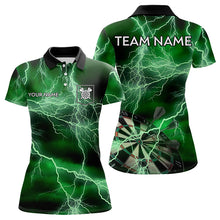 Load image into Gallery viewer, Black And Green Thunder Lightning Dart Shirts With Pocket For Women Custom 3D Darts Team Jerseys TDM3314