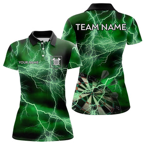 Black And Green Thunder Lightning Dart Shirts With Pocket For Women Custom 3D Darts Team Jerseys TDM3314