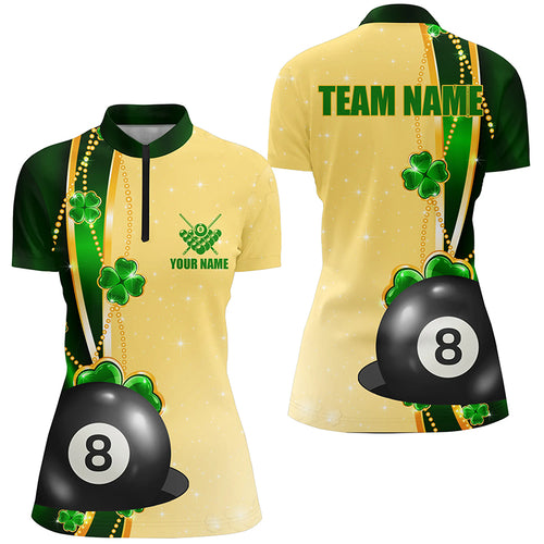 Funny St Patricks Day Shirts Custom Women Billiard Quarter-Zip, 3D 8 Ball Pool Patrick Gifts TDM0996