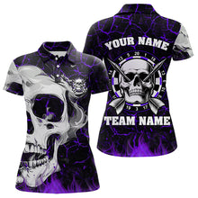 Load image into Gallery viewer, Personalized Purple Fiery Crack Skull Dart Shirts Custom Scary Dart Shirts For Women Dart Jerseys TDM3493