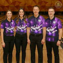 Load image into Gallery viewer, Custom Eagle Thunder Lightning Purple Bowling Shirt For Men, Bowling Team Jersey Polo &amp; 1/4 Zip TDM6188