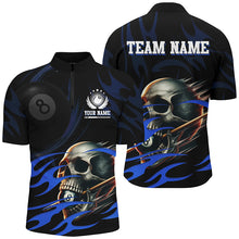 Load image into Gallery viewer, Funny Skull 8 Ball Pool Custom Billiard Polo &amp; Quarter-Zip Shirts For Men, Billiard 8 Ball Jerseys TDM1695