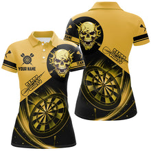 Load image into Gallery viewer, Custom Darts Shirts For Women, Personalized Skull Darts Team Jerseys Dartboard Shirts | Yellow TDM2110