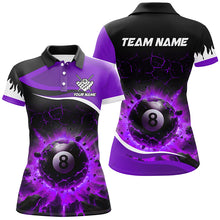 Load image into Gallery viewer, Personalized Purple 8 Ball Pool Crack Flame Women Billiard Jersey, Team League Billiard Team Shirts TDM2599