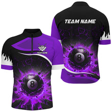 Load image into Gallery viewer, Personalized Purple 8 Ball Pool Crack Flame Men Billiard Jersey, Team League Billiard Team Shirts TDM2599