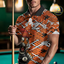 Load image into Gallery viewer, Personalized Orange Black Grunge Tiger Billiard Shirt For Men Custom 8 Ball Pool Team Jersey TDM5100