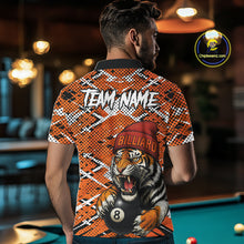 Load image into Gallery viewer, Personalized Orange Black Grunge Tiger Billiard Shirt For Men Custom 8 Ball Pool Team Jersey TDM5100