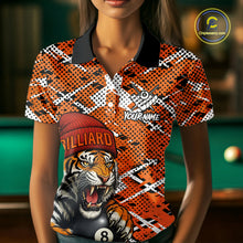 Load image into Gallery viewer, Personalized Orange Black Grunge Tiger Billiard Shirt For Women Custom 8 Ball Pool Team Jersey TDM5100