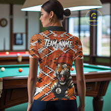 Load image into Gallery viewer, Personalized Orange Black Grunge Tiger Billiard Shirt For Women Custom 8 Ball Pool Team Jersey TDM5100