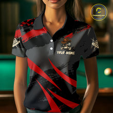 Load image into Gallery viewer, Black And Red Funny 8 Ball Pool Billiard Shirt For Women Custom Billiard Team Jersey Polo &amp; 1/4 Zip TDM5315