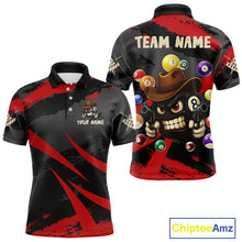 Load image into Gallery viewer, Black And Red Funny 8 Ball Pool Billiard Shirt For Men Custom Billiard Team Jersey Polo &amp; 1/4 Zip TDM5315