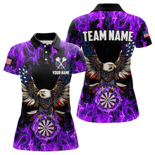 Load image into Gallery viewer, Purple Flame American Flag Eagle Custom 3D Dart Shirts For Women, Patriotic Darts League Team Jersey TDM3326